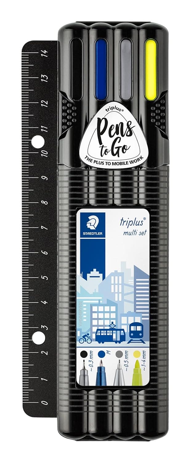 STAEDTLER Triplus Office Fine Point Tip set in Black box 334437774 25362 with a Ruler