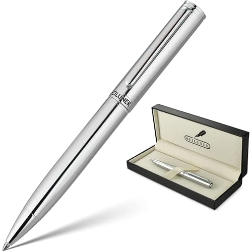 BEILUNER Silver Gel Pen Luxury Featuring Bright Chrome Finishes Black Ink Refill Best Pen Gift Set for Men Women Business Signature Executive Office RetractableNice Fancy Designer Pens