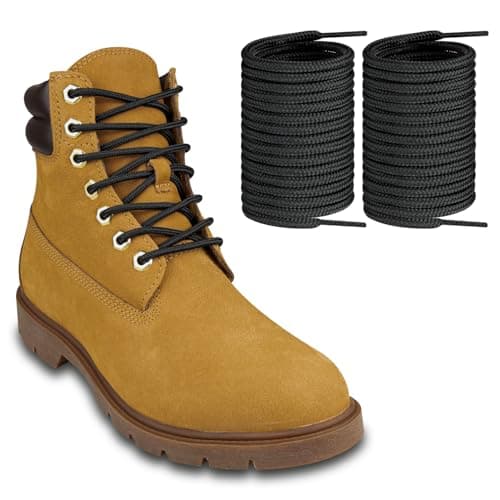 Endoto Boots Shoe Laces for Timberland Work Hiking Hunting Round Replacement Shoelaces(Color:Black,Size:62Inch)