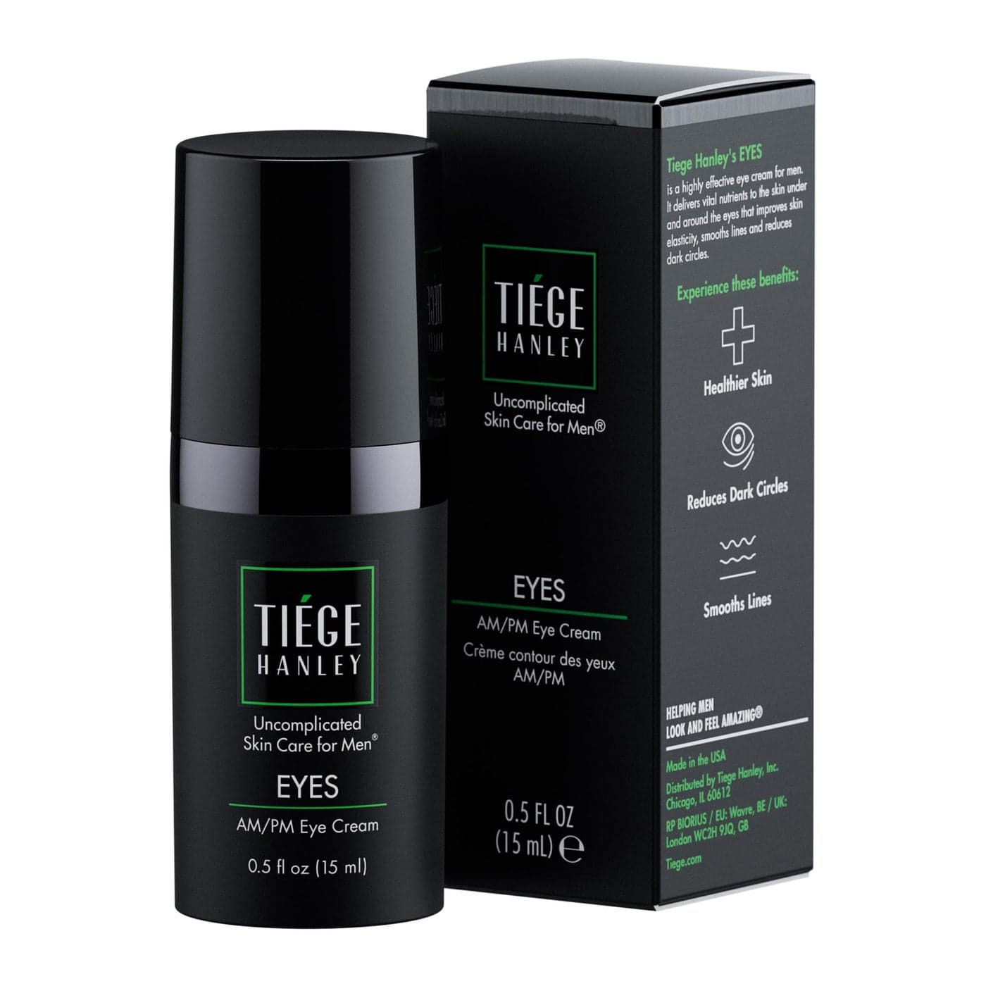 Tiege Hanley Eye Cream for Men Reduces Dark Circles Bags under Eyes Puffiness Crows Feet AntiAging Under Eye Treatment 05 oz
