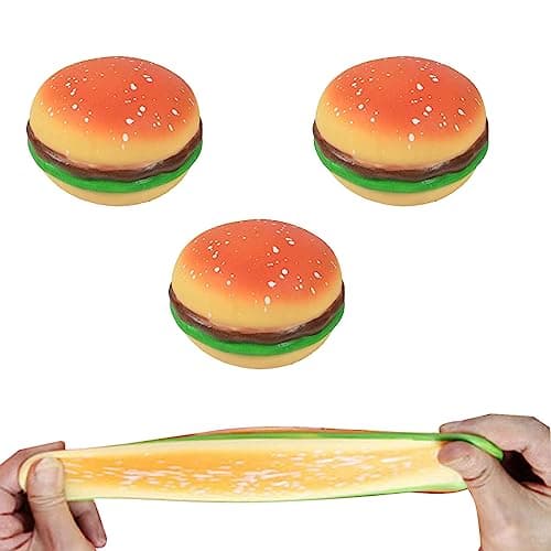 AHYCS Hamburger Stress Toys Hamburger Squeeze Toys Stress Stretch Hamburger Toys Stress Relief Funny Novelty Toy Simulation Hamburger Fidget Toy for Boy Girl Adult 3Pcs
