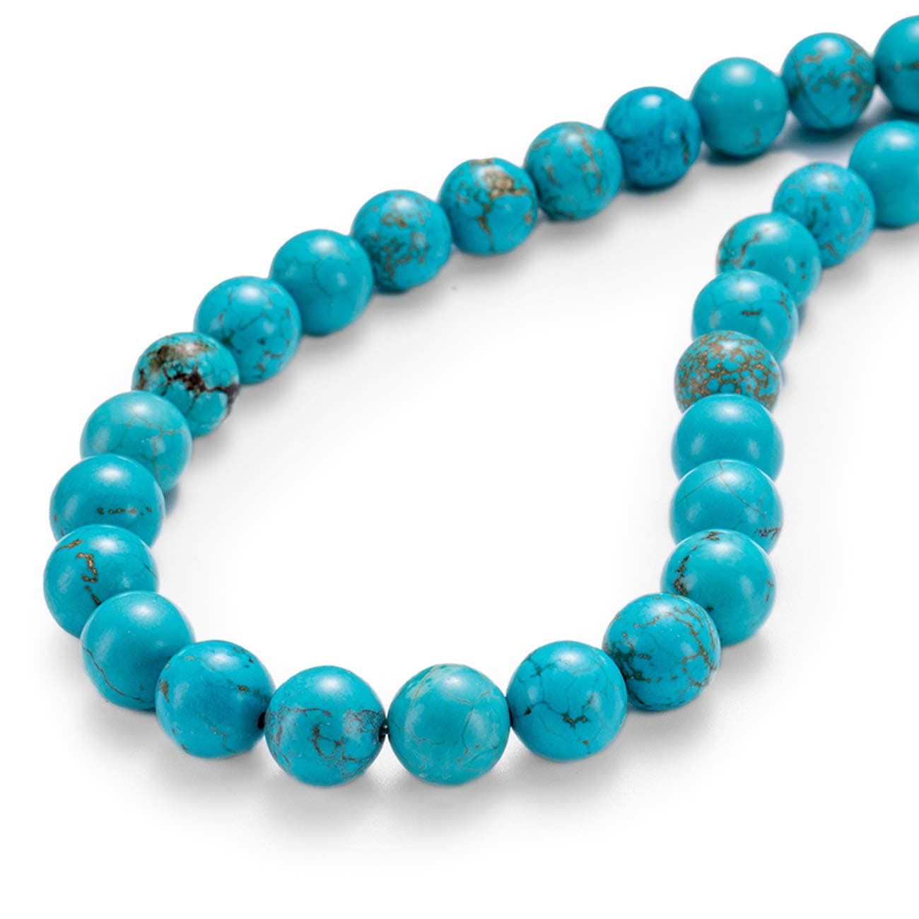 BEADIA Natural Blue Turquoise Stone Round Loose Semi Gemstone Beads for Jewelry Making 10MM 38PCS