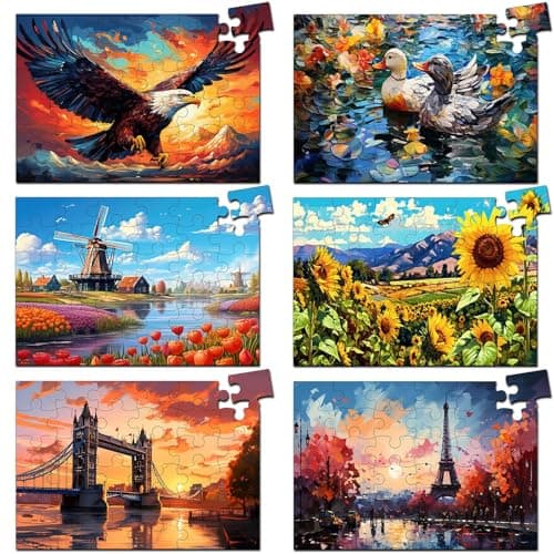 6 Pack 36Piece Large Jigsaw Puzzles Easy Dementia Alzheimer Products Dementia Activities Memory Training Game for Alzheimers Patients in Nursing Home Gift Style 3