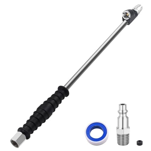 SAFELIFE 1516 Extended Dual Head Air Chuck for Semi Trucks Dually Tires 14 FNPT Heavy Duty Lock On Tire Inflate Chuck wQuick Plug