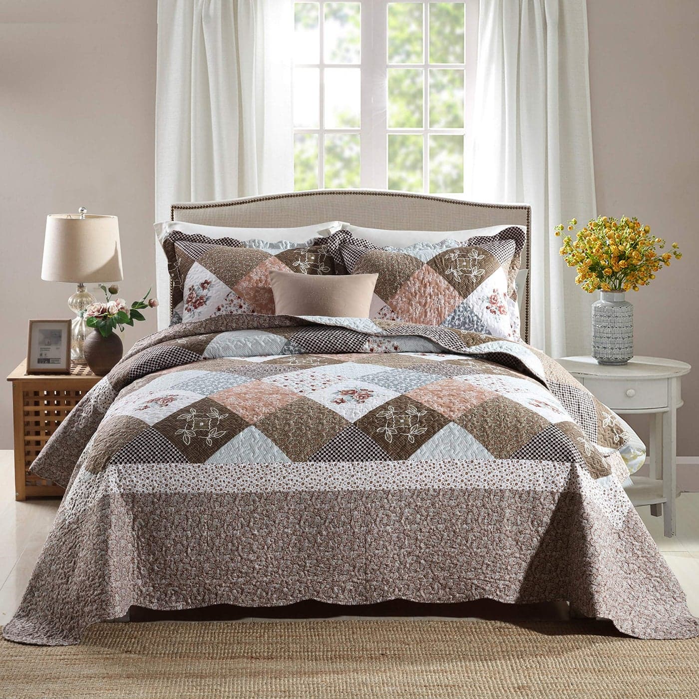 Travan 3Piece Super King Quilt Sets with Sham Oversized Bedding Bedspread Reversible Soft Coverlet Set Super King120 120 in