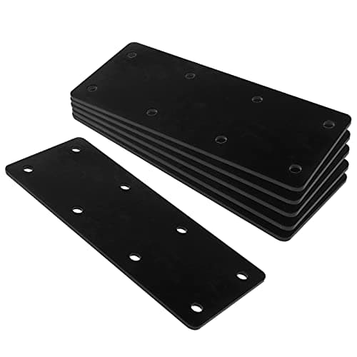 OTTFF 6 Pcs Black Flat Straight Mending Plate, 6-1/2" x 2-5/8" Steel Repair Bracket, 1/8" Thick