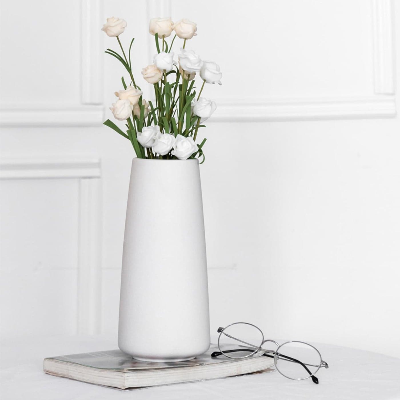 10 White Vase Large White Ceramic Flower vase Boho Vases for Pampas Grass Minimalist Modern vases for Home Decor Table Shelf Living Room Farmhouse Decor