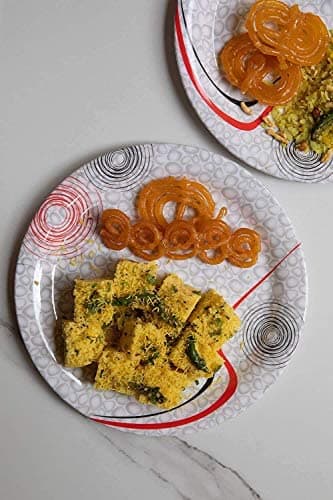 Swift International Unbreakable Lightweighted Melamine Round Full Size Stone Designed (11 Inch) Dinner/Lunch Plates (Pack of 12)