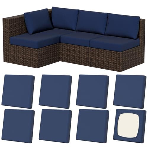 Vorshape 8Pcs Stretch Patio Cushion Covers Outdoor Couch Sofa Replacement Slipcovers for Patio Furniture Cushion Covers Washable Reusable Furniture Protector