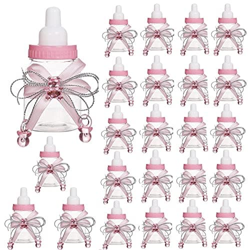 Bodosac 24Piece Baby Feeding Bottle Set with Pink Candy Box for Shower Decoration