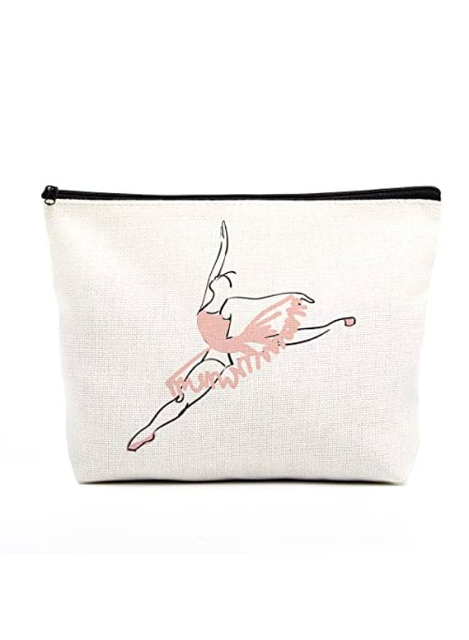 fkovcdy Ballet Makeup Bag Ballerina Ballet Dance Bag Dancer Gifts for Teens Girls Ballet Lovers Dance Teacher Student Ballet Recital Gift Toiletry Bag Zipper Pouch for Women Friends Birthday