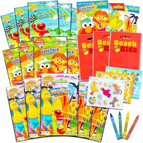 Set of 15 Kids Play Packs Bundle Fun Party Favors Coloring Book Crayons Stickers Loot Bags Sesame Street