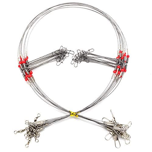 10Pcs Wire Trace Leader Rig Stainless Steel 2 Arm Fishing Rigs Tackle Lure Swivel Snaps Beads High-Strength Fishing Wire