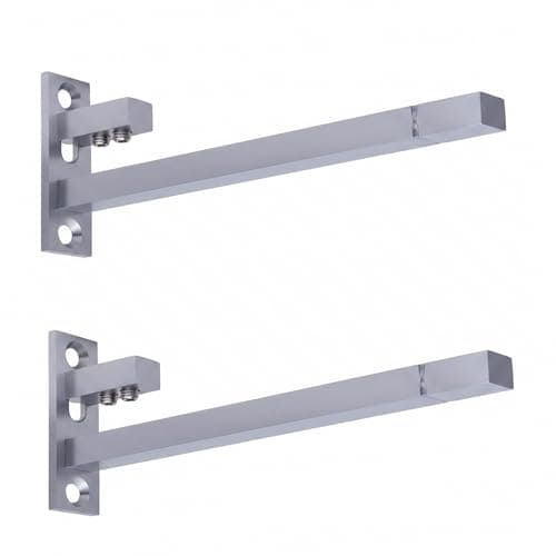 Atlantic F Type Glass Shelf Bracket 6 inch (Stainless Steel, Silver Matt Finish, Adjustable 6/8/10/12 mm, Pack of 2 Piece)