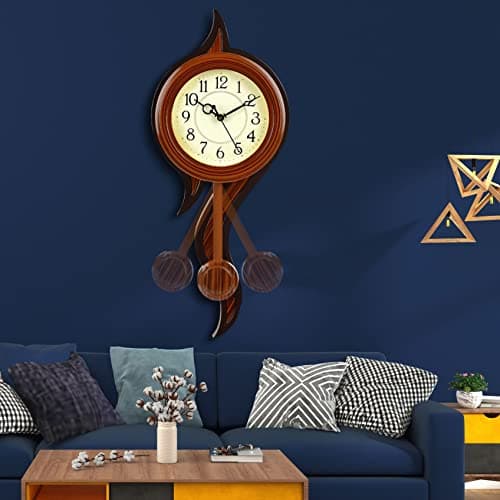 Harbour Analog Latest Stylish New Models Wall Clock with Pendulum for Home Living Room Hall Bedroom (Size Height 52 CM X Width 22 CM)- Home Decor Big Size Wall Clock Mz AD MJGL 1
