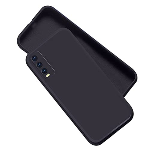 A rtistque Liquid Silicone Matte Shockproof Flexible with Camera Protection Soft Back Cover Case for Vivo Y12s / Y20 / Y20i / Y20G - Black