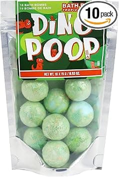 Gift Republic Dino Dinosaur Poop Bath Bombs 10Pack Tropical Scent 150 Gram Multicoloured