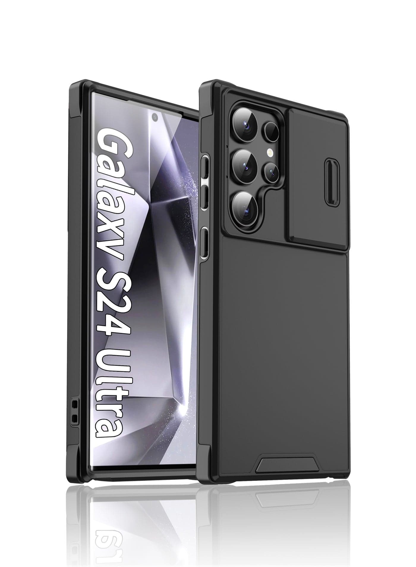 Samsung Galaxy S24 Ultra Slide Cover Case - Privacy Camera Shutter + Dual Protection, 360° Air Cushion Corners Flexible Edges, Anti-Fingerprint Oil-Resistant, Raised Bezels for Lens/Screen Protection, Wireless Charging Compatible, Soft Inner Shell + Hard Outer Cover