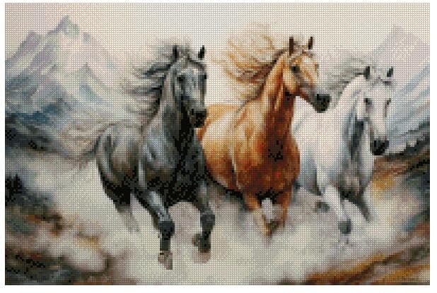 3 Runing Horses14ct Counted Cross Stitch Cotton Thread 200x133 Stitch36x23cm Cotton Cross Stitch Kits