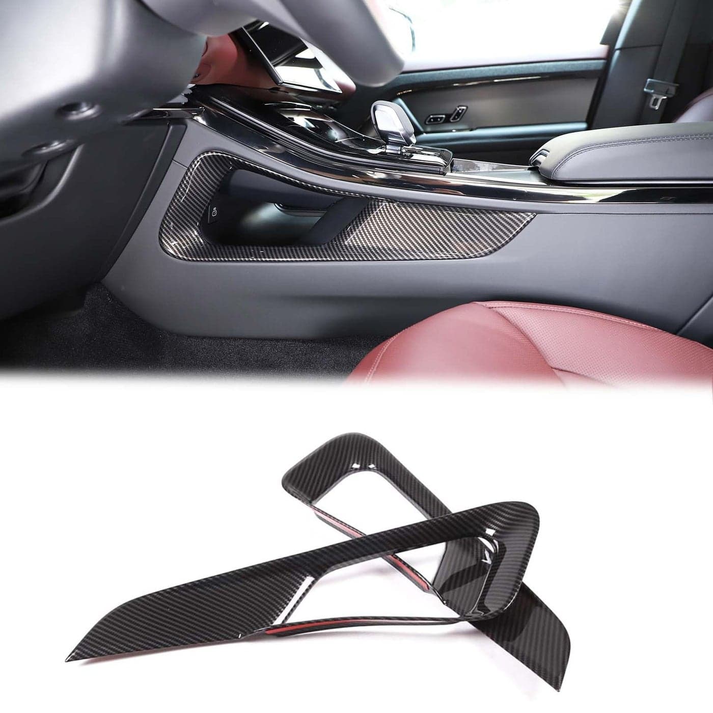 Heutamo Center Console Gear Shift Side Panel Trim Cover Compatible with Land Rover Range Rover Sport Accessories 2023 2024 Center Console Side Armrest Box Lower Panel Cover Carbon Fiber Pattern