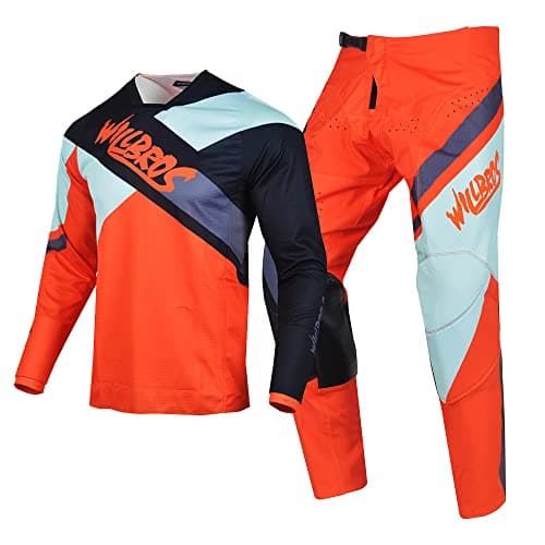 Willbros MX Gear Set Motocross Jersey Pants Combo Mens Dirt Bike Women Offroad Riding Adult Green Orange Jersey S Pants 30