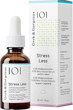 Geek Gorgeous 101 Stress Less light silky gel formula with BetaGlucan Madecassoside soothes repairs all skin types especially sensitive 30ml