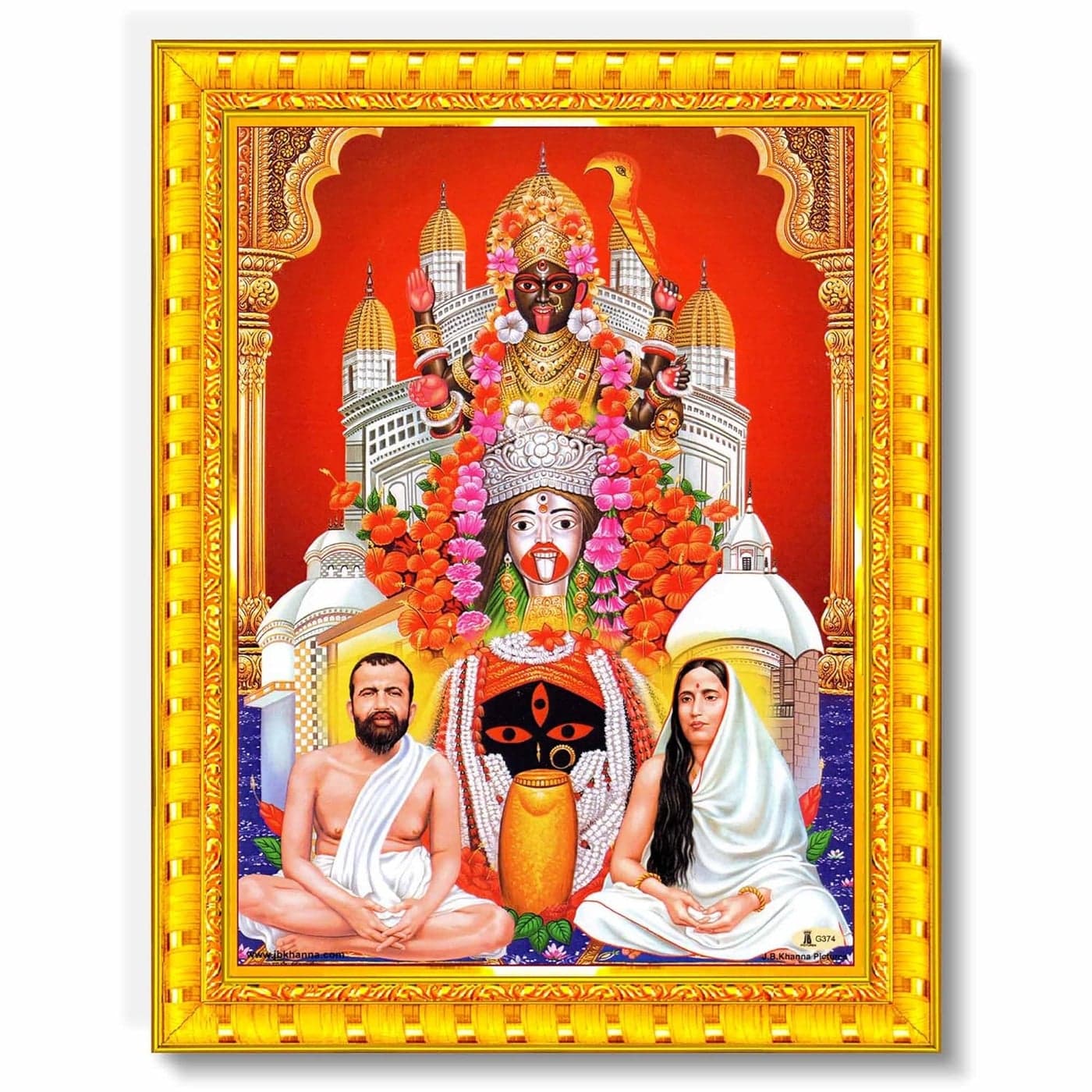Pavan Photo Laminations Kolkata Kali Maa Mata Ramakrishna Paramahamsa Wall Painting Framed Home Decor WoodMatteGoldSmall Size6 x 8 Inch R1202S