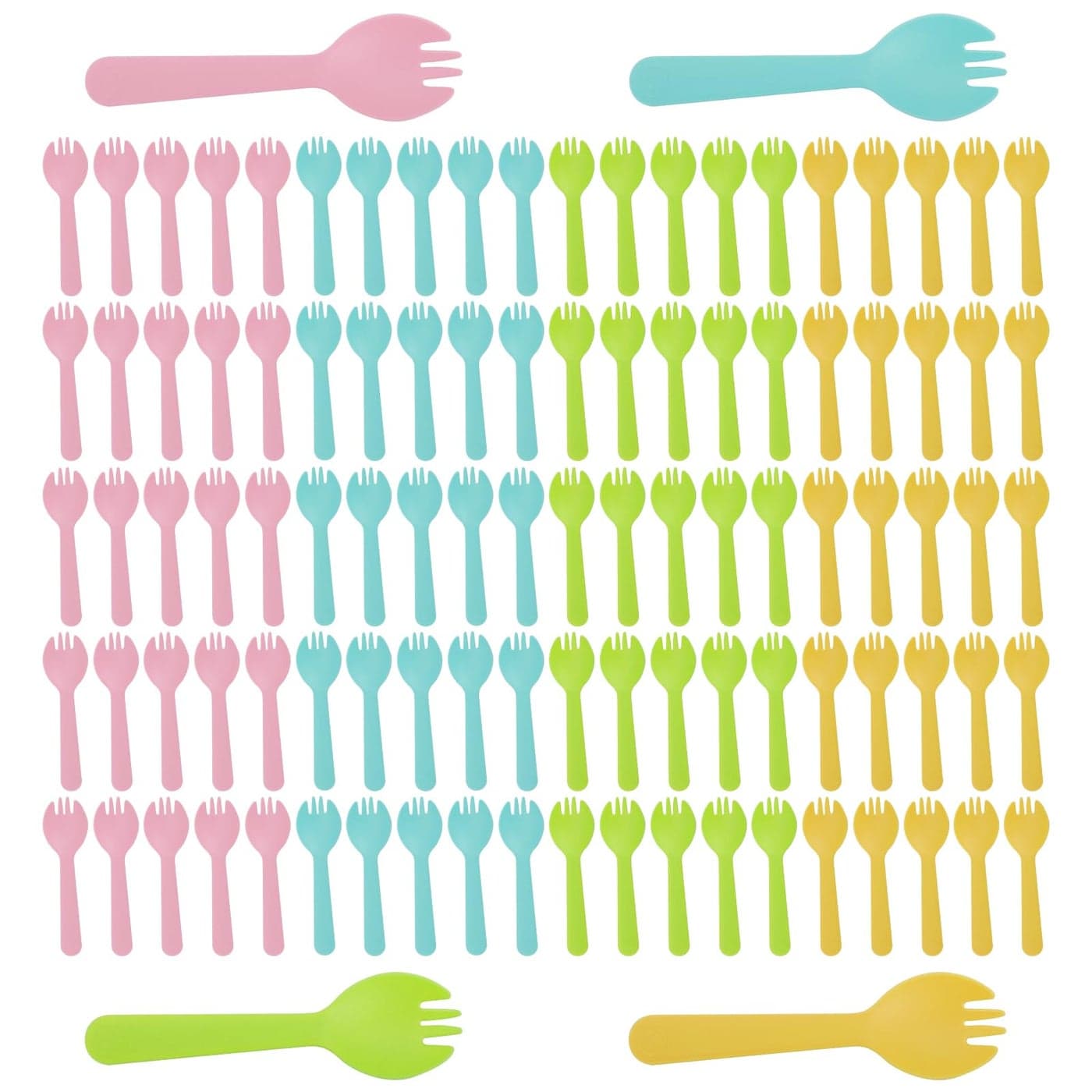 100 Pcs Mini Disposable Plastic Cake Fork Fork and Spoon Two In One Tablewar Individually Wrapped Forks for Cakes Desserts Ice Cream Bread