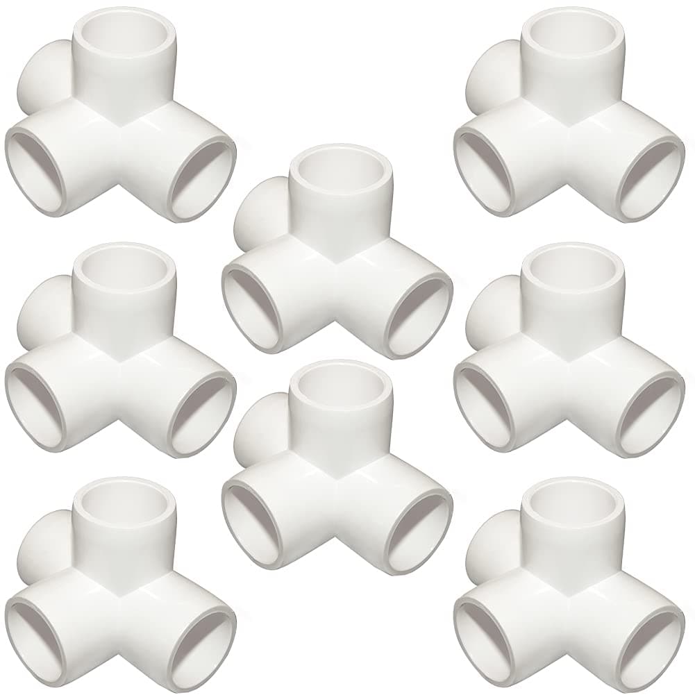 ANPTGHT 1Inch Tee PVC Fitting 4 Way Elbow Connector Furniture Grade 90 Degree Elbow Side Outlet Corner Fittings for Building Furniture Greenhouse Shed Pipe Fittings Tent Connection Pack of 8