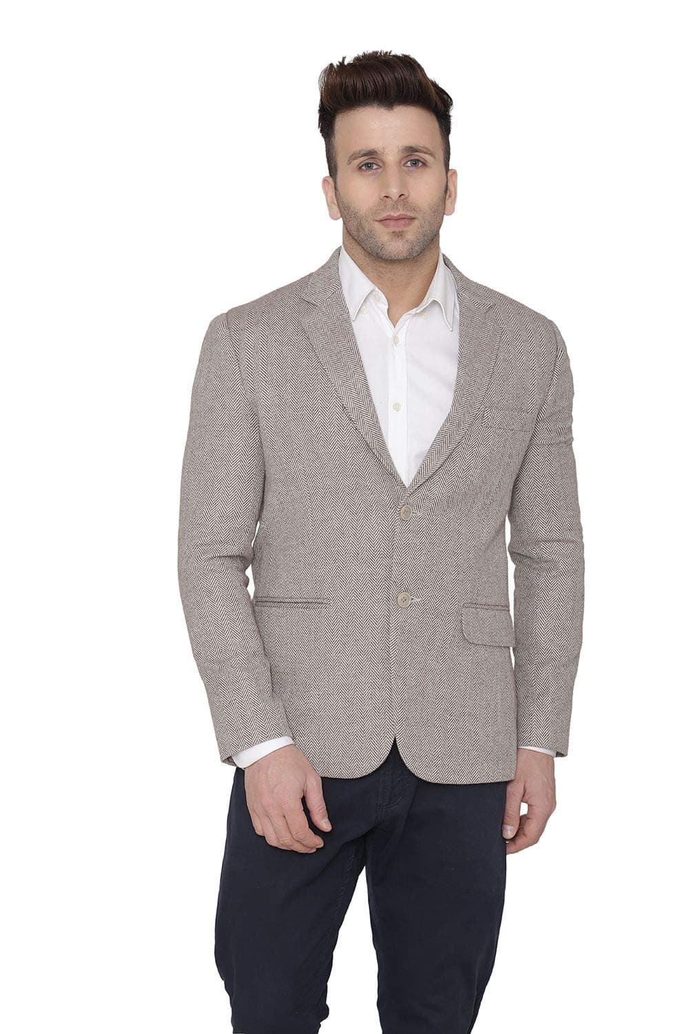 WINTAGE Men's Tweed Casual and Festive Blazer Coat Jacket : Beige1