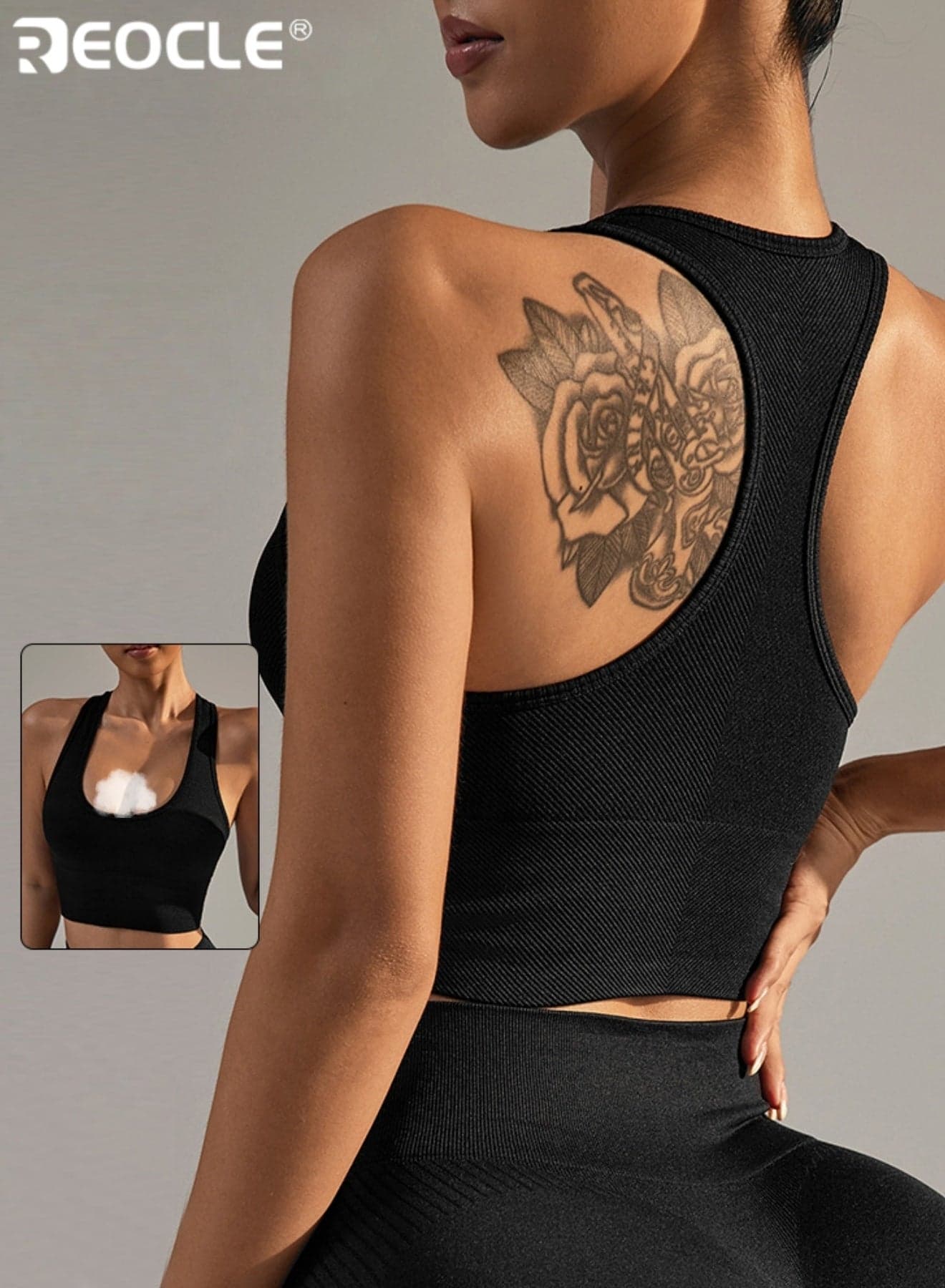 Women's Rib Knit Sports Bra Running Workout Vest Racerback Design Cotton and Spandex Blend Quick Dry Material Wireless Support for Running Yoga and Fitness