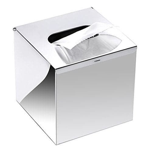 Sumnacon Square Stainless Steel Tissue Box Cover - Wall Mounted Stylish Paper Facial Cover, Modern Metal Tissue Box Holder for Bedroom/Bathroom/Vanity/Countertop/Dresser/Night Stand/Office/Car, Polish