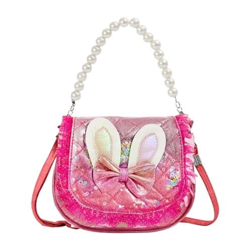 FunBlast Bunny Sling Bag for Girls, Fashion Cute Hand Bag for Girls Shoulder Bag Stylish Latest Gifts for Kids Age 5-10 Purse for Girl, Cross Body Bag for Woman (Print May Vary) (Pink)