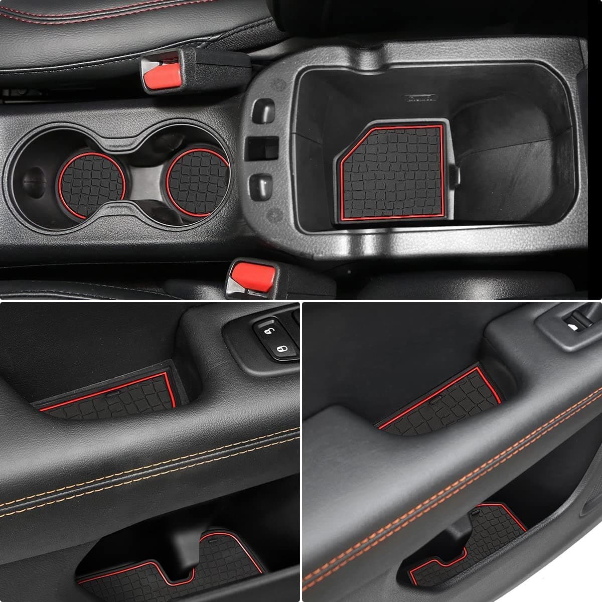 auovo Antidust Door Mats for 2018 2019 2020 2021 Compass Accessories Interior Gate Door mats Liner Inserts Cup Console MatPack of 20 Red