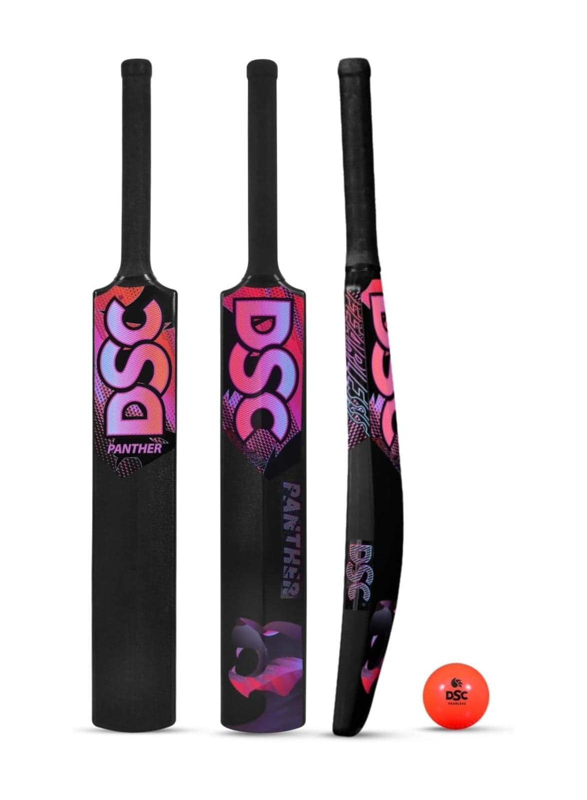 Panther Plastic Cricket Bat With Pvc Ball Lightweight Tennis Ball Bat For Kids Durable Gully/Turf Cricket Bat For Boys & Girls Outdoor Play Sports Toy Black Color|Size-4