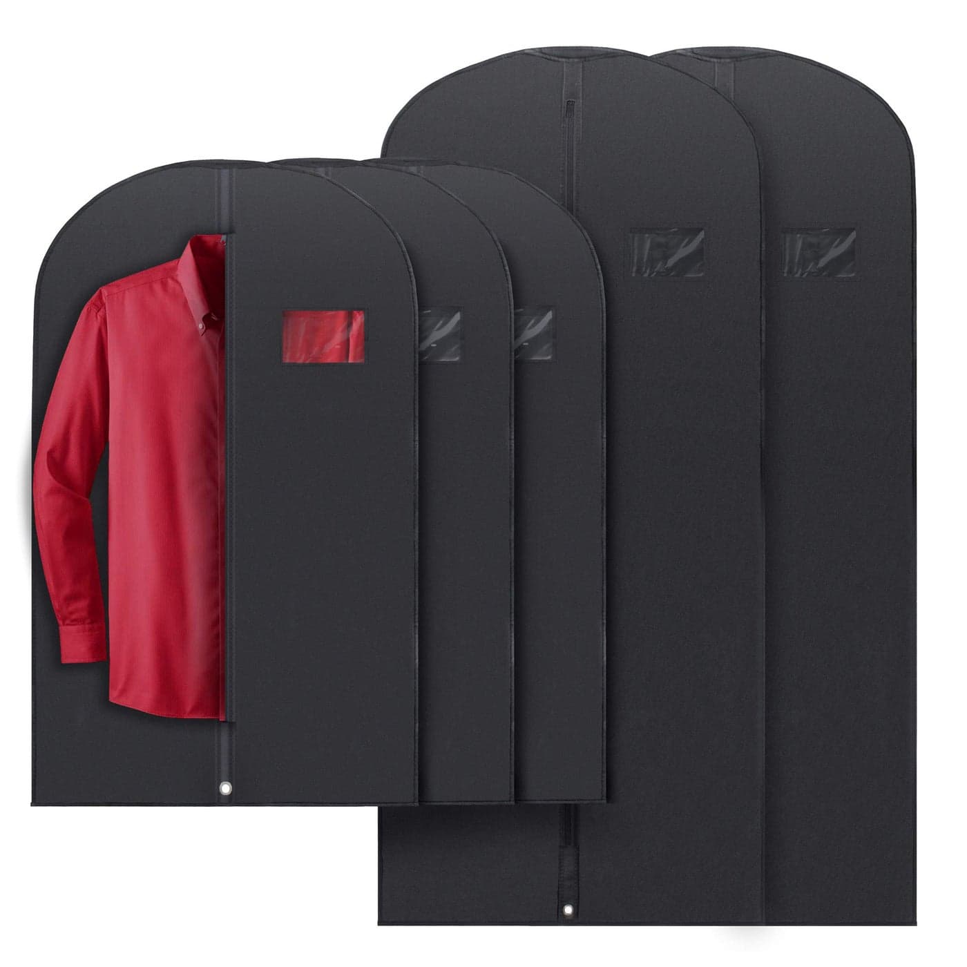 PLX Black Garment Bags for Hanging Clothes Men Suit Bag for Travel and Clothing Storage of Women Dresses Shirts Fur Coats Dance Costumes Suit Cover Closet Storage Long Garment Bags wZipper