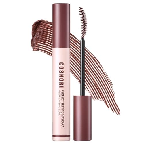 COSNORI Perfect Setting Waterproof Mascara LongCurl 03 Rosy Brown Natural Defined Lashes with LongLasting Curl Hold Red Brown Mascara Perfect for Auburn Hair Hazel Eyes 023fl oz