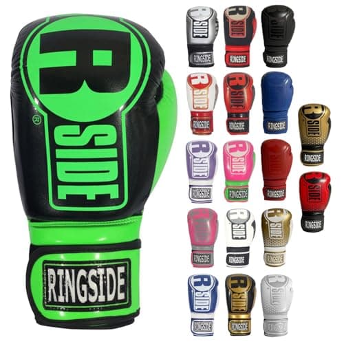 Ringside Apex Bag Gloves IMFTech Boxing Gloves with Secure Wrist Support Synthetic Boxing Gloves for Men and Women Green and Black SM