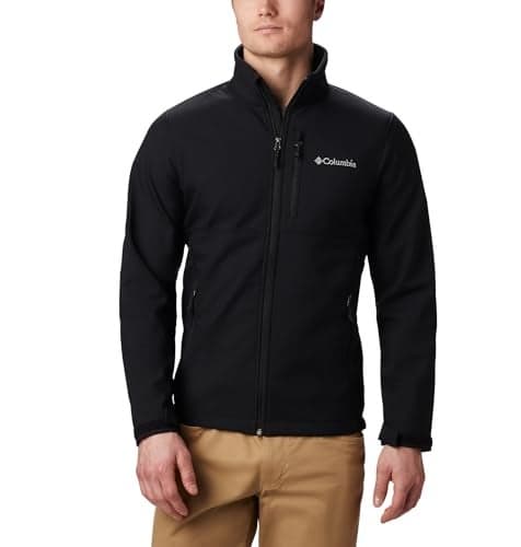 Columbia Mens Ascender Softshell Full Zip Rain Jacket, Black, 6X