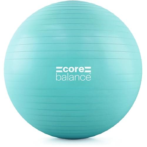 Core Balance Exercise Ball for Workouts, Anti-Burst and Slip Resistant, Swiss Yoga Ball for Pregnancy, Stability, Fitness and Physical Therapy, 4 Sizes, with Pump (29" / 75cm Teal)
