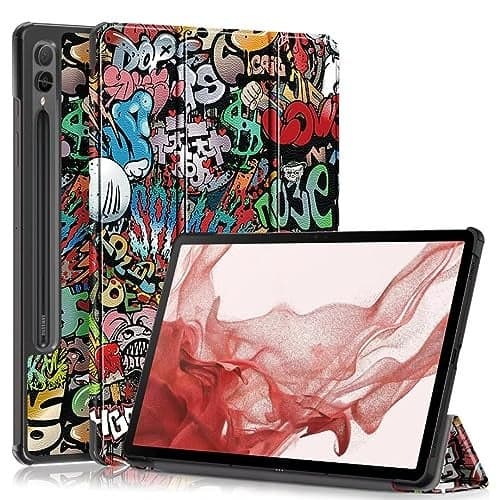 ProElite Cover for Samsung Galaxy Tab S9 FE+/S9 Plus/S10+ 12.4 inch Case, Smart Trifold Flip case Cover for Galaxy Tab S9 FE Plus/S9 Plus/S10+ 12.4 inch Support S Pen Magnetic Attachment, Hippy