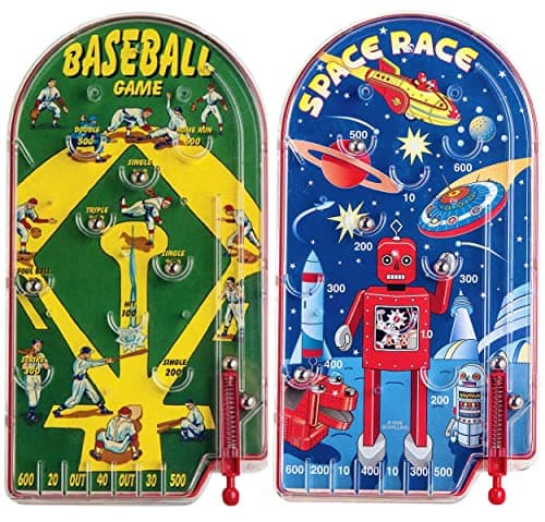 Schylling Classic 10 Pinball Games Space Race Home Run Baseball Gift Set Bundle 2 Pack