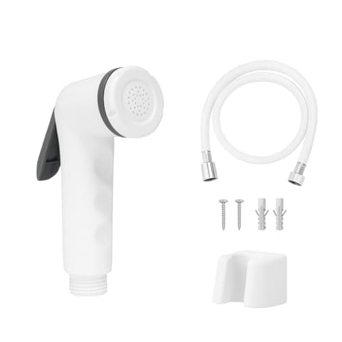 WOYO White ABS Health Faucet Set for Bathroom | Jet Spray with 1.2-Metre Ultra Flexible PVC Hose | Toilet Shower Spray, Bidet Use, and Bathroom Cleaning – Set of 1 (Style-8)
