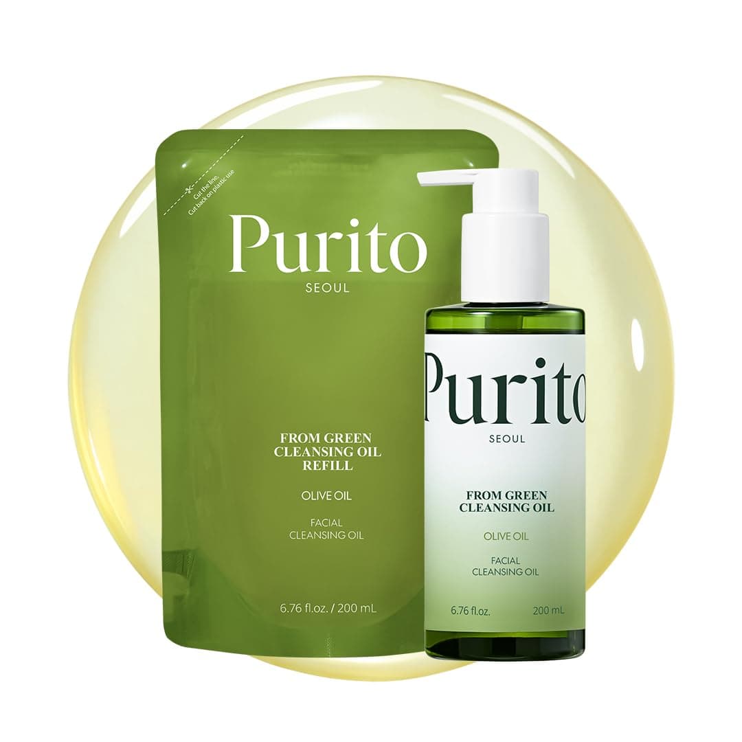 PURITO From Green Cleansing Oil SetOriginalRefill FragranceFree Gentle Vegan Oil Cleanser for Face Eyes for Sunscreen Waterproof Makeup CrueltyFree Korean Skin Care 1352 floz 400ml