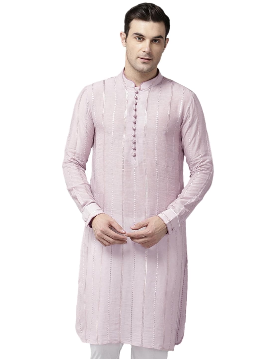 See Designs Pink Regular Fit Self Pattern Kurta_SDMSKT1283XS