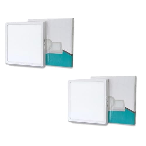 D'Mak 30 Watt White LED Panel Ceiling Light, Aluminium Metal Powder Coated, Surface Mounted LED Light with Driver, Square, Modern Lights for Living Room, Bedroom and Hall, Pack of 2
