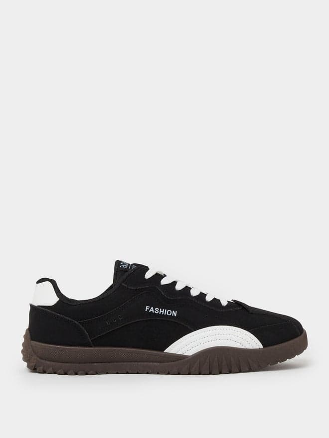 Styli Men Textured Panel Lace-Up Sneakers
