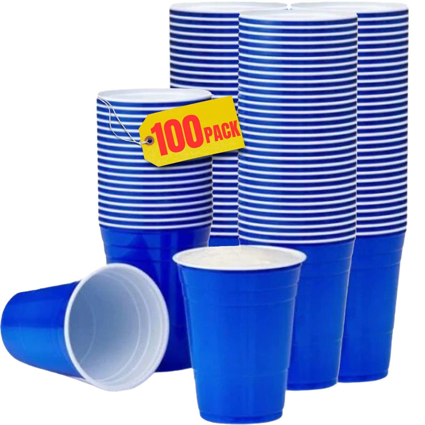1InTheHome Blue Cups 16 Oz Disposable Blue Plastic Party Cups 100 pack