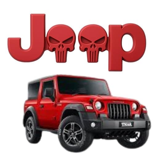 Medirich Lifesciences ® Mini 3D Chrome Sticker Emblem Badge Logo for Cars, Bikes and Laptops | Universal Fit | Easy Application | Stylish Car Accessory for All Cars and SUVs (Jeep Red Car Emblem)