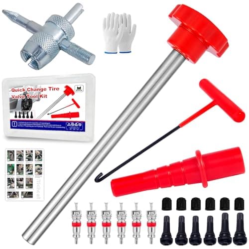 Quick Change Tire Valve Tool KitTire Valve Stem Core Quickly Replacement Tool KitPerfect Tool for Replacing Leaky Valves in CarsATVsTrucksMotorcycles etcwith TR413414 Valve4Way Valve Tool